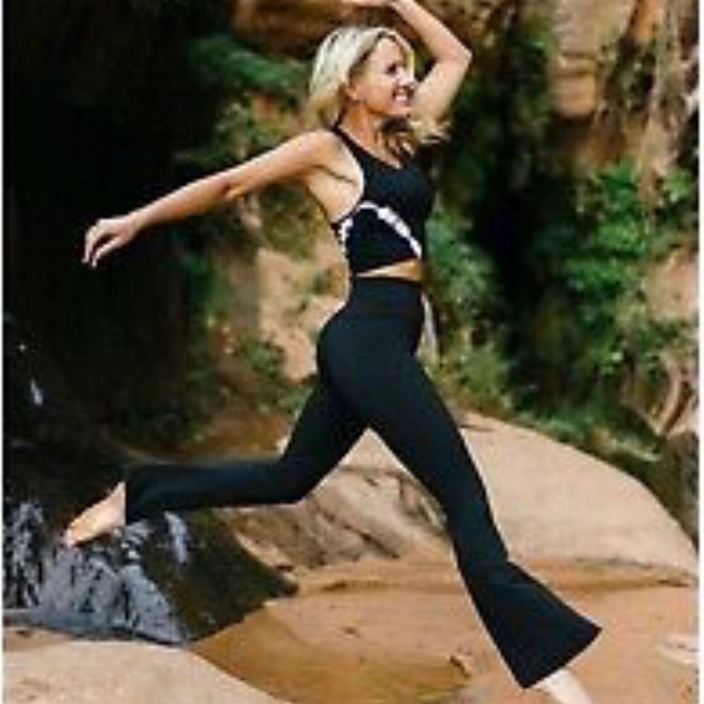 Zyia Black high rise flare leggings